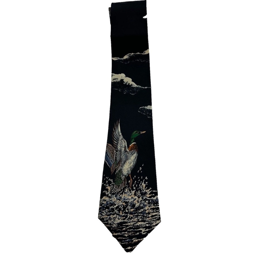 Ducks Unlimited Men's Necktie Vintage USA Made, 100% Silk, Adjustable